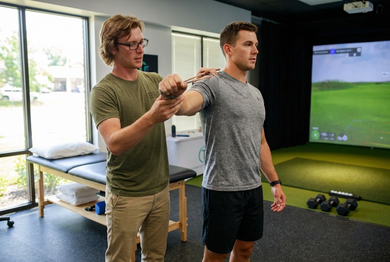 Athlete receiving treatment at a sports performance clinic in Knoxville